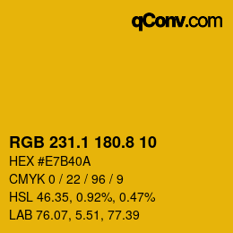 カラーコード: RGB 231.1 180.8 10 | qconv.com