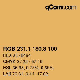 Color code: RGB 231.1 180.8 100 | qconv.com