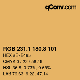 カラーコード: RGB 231.1 180.8 101 | qconv.com