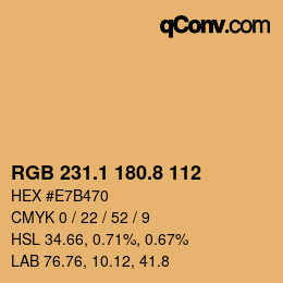 Color code: RGB 231.1 180.8 112 | qconv.com