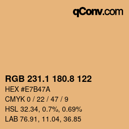 Color code: RGB 231.1 180.8 122 | qconv.com