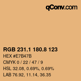 Color code: RGB 231.1 180.8 123 | qconv.com