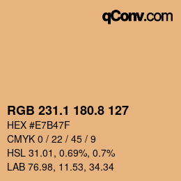 カラーコード: RGB 231.1 180.8 127 | qconv.com