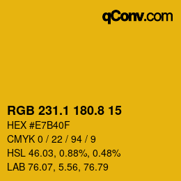 カラーコード: RGB 231.1 180.8 15 | qconv.com