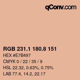 Color code: RGB 231.1 180.8 151 | qconv.com