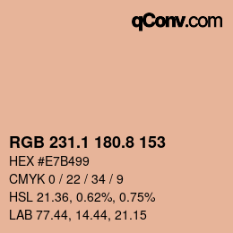 Color code: RGB 231.1 180.8 153 | qconv.com