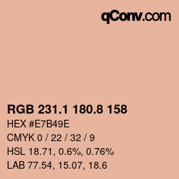 Color code: RGB 231.1 180.8 158 | qconv.com