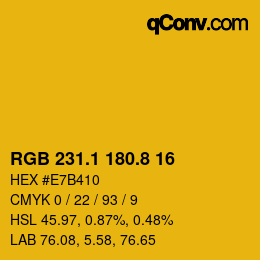 カラーコード: RGB 231.1 180.8 16 | qconv.com