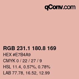 カラーコード: RGB 231.1 180.8 169 | qconv.com