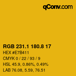 カラーコード: RGB 231.1 180.8 17 | qconv.com