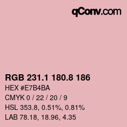 Color code: RGB 231.1 180.8 186 | qconv.com