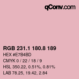 Color code: RGB 231.1 180.8 189 | qconv.com