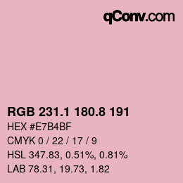 Color code: RGB 231.1 180.8 191 | qconv.com