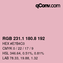 Color code: RGB 231.1 180.8 192 | qconv.com