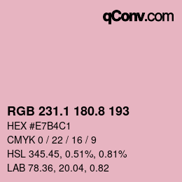 カラーコード: RGB 231.1 180.8 193 | qconv.com