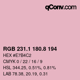 Color code: RGB 231.1 180.8 194 | qconv.com
