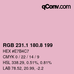 カラーコード: RGB 231.1 180.8 199 | qconv.com