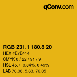 カラーコード: RGB 231.1 180.8 20 | qconv.com