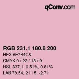 カラーコード: RGB 231.1 180.8 200 | qconv.com