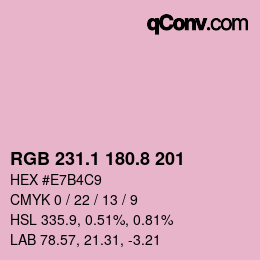 カラーコード: RGB 231.1 180.8 201 | qconv.com