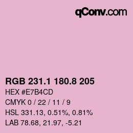 Color code: RGB 231.1 180.8 205 | qconv.com