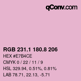 カラーコード: RGB 231.1 180.8 206 | qconv.com