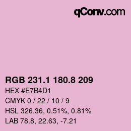 カラーコード: RGB 231.1 180.8 209 | qconv.com