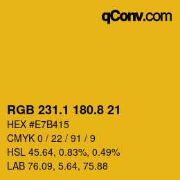 カラーコード: RGB 231.1 180.8 21 | qconv.com
