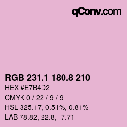 Color code: RGB 231.1 180.8 210 | qconv.com