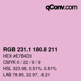 Color code: RGB 231.1 180.8 211 | qconv.com