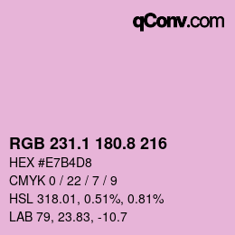 Color code: RGB 231.1 180.8 216 | qconv.com