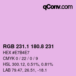 カラーコード: RGB 231.1 180.8 231 | qconv.com