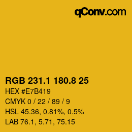 カラーコード: RGB 231.1 180.8 25 | qconv.com