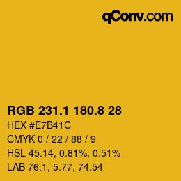 カラーコード: RGB 231.1 180.8 28 | qconv.com