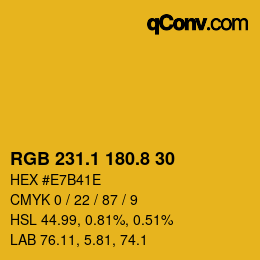 カラーコード: RGB 231.1 180.8 30 | qconv.com