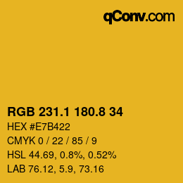 カラーコード: RGB 231.1 180.8 34 | qconv.com