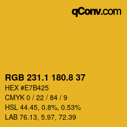 カラーコード: RGB 231.1 180.8 37 | qconv.com