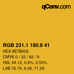 カラーコード: RGB 231.1 180.8 41 | qconv.com