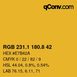カラーコード: RGB 231.1 180.8 42 | qconv.com