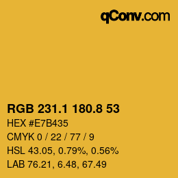 カラーコード: RGB 231.1 180.8 53 | qconv.com