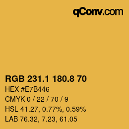 カラーコード: RGB 231.1 180.8 70 | qconv.com