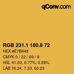 カラーコード: RGB 231.1 180.8 72 | qconv.com