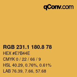 カラーコード: RGB 231.1 180.8 78 | qconv.com