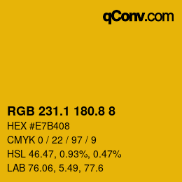 カラーコード: RGB 231.1 180.8 8 | qconv.com