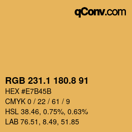 カラーコード: RGB 231.1 180.8 91 | qconv.com