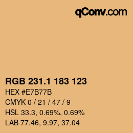 カラーコード: RGB 231.1 183 123 | qconv.com