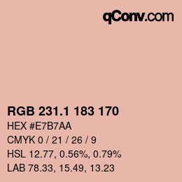 カラーコード: RGB 231.1 183 170 | qconv.com