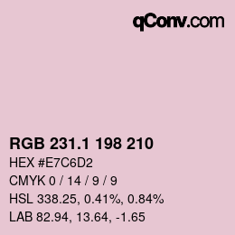 カラーコード: RGB 231.1 198 210 | qconv.com