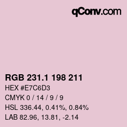 カラーコード: RGB 231.1 198 211 | qconv.com