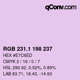カラーコード: RGB 231.1 198 237 | qconv.com